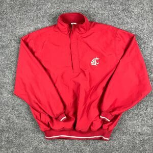 Campus Drive Windbreaker Mens Size M Red Half Zip WSU Cougars Pullover Jacket